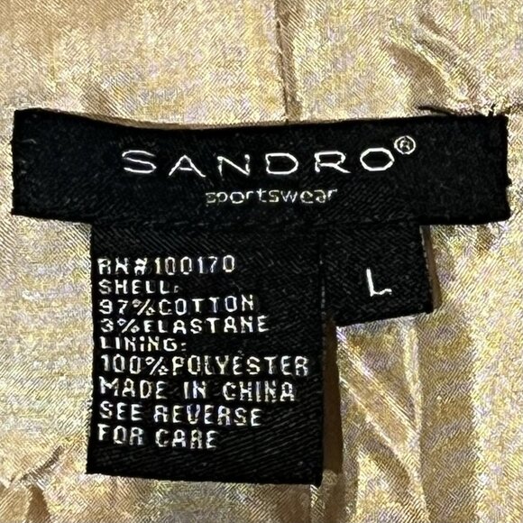 Sandro Sportswear Women Jacket Blazer Large Beige Cotton Stretch Belt  Preppy - Picture 4 of 9